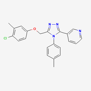 molecular formula C22H19ClN4O B12756757 Pyridine, 3-(5-((4-chloro-3-methylphenoxy)methyl)-4-(4-methylphenyl)-4H-1,2,4-triazol-3-yl)- CAS No. 141079-09-6