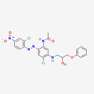 molecular formula C23H21Cl2N5O5 B12757627 N-(4-Chloro-2-(2-(2-chloro-4-nitrophenyl)azo)-5-((2-hydroxy-3-phenoxypropyl)amino)phenyl)acetamide CAS No. 79542-46-4