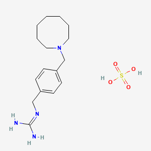 molecular formula C16H28N4O4S B12758106 Guanidine, (4-(hexahydro-1(2H)-azocinylmethyl)benzyl)-, sulfate CAS No. 115174-16-8