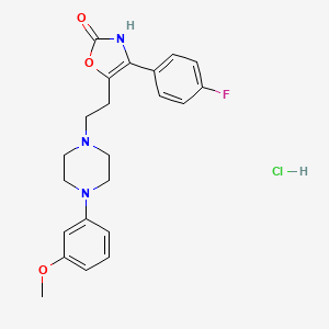 molecular formula C22H25ClFN3O3 B12758157 2(3H)-Oxazolone, 4-(4-fluorophenyl)-5-(2-(4-(3-methoxyphenyl)-1-piperazinyl)ethyl)-, monohydrochloride CAS No. 120944-10-7
