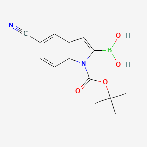 molecular formula C14H15BN2O4 B1275816 1-Boc-5-cyano-1H-indole-2-boronic acid CAS No. 475102-15-9