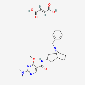 molecular formula C26H33N5O6 B12758171 N-(8-Benzyl-3-beta-nortropanyl)-2-(dimethylamino)-4-methoxy-5-pyrimidinecarboxamide maleate CAS No. 84936-78-7