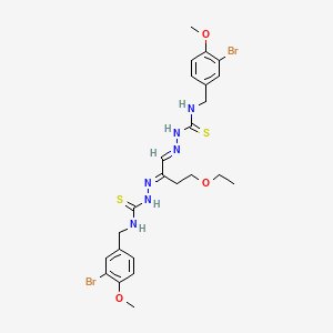 molecular formula C24H30Br2N6O3S2 B12758197 Hydrazinecarbothioamide, 2,2'-(1-(2-ethoxyethyl)-1,2-ethanediylidene)bis(N-((3-bromo-4-methoxyphenyl)methyl)- CAS No. 93588-15-9