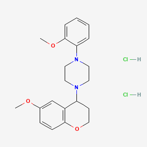molecular formula C21H28Cl2N2O3 B12758264 1-(3,4-Dihydro-6-methoxy-2H-1-benzopyran-4-yl)-4-(2-methoxyphenyl)piperazine dihydrochloride CAS No. 81816-72-0