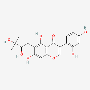 molecular formula C20H20O8 B12758270 4H-1-Benzopyran-4-one, 6-(2,3-dihydroxy-3-methylbutyl)-3-(2,4-dihydroxyphenyl)-5,7-dihydroxy- CAS No. 91681-63-9