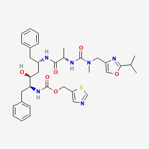 molecular formula C35H44N6O6S B12758377 2,4,7,12-Tetraazatridecan-13-oic acid, 10-hydroxy-2,5-dimethyl-1-(2-(1-methylethyl)-4-oxazolyl)-3,6-dioxo-8,11-bis(phenylmethyl)-, 5-thiazolylmethyl ester, (5S-(5R*,8R*,10R*,11R*))- CAS No. 165315-29-7