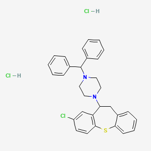 molecular formula C31H31Cl3N2S B12758385 1-Benzhydryl-4-(8-chloro-10,11-dihydrodibenzo(b,f)thiepin-10-yl)piperazine 2HCl hemihydrate CAS No. 121943-11-1
