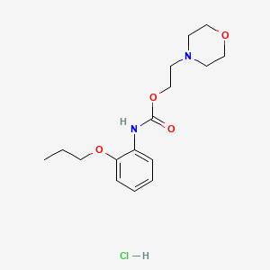 molecular formula C16H25ClN2O4 B12758396 Carbamic acid, (2-propoxyphenyl)-, 2-(4-morpholinyl)ethyl ester, monohydrochloride CAS No. 112922-89-1