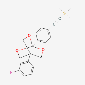 molecular formula C22H23FO3Si B12758429 Silane, ((4-(4-(3-fluorophenyl)-2,6,7-trioxabicyclo(2.2.2)oct-1-yl)phenyl)ethynyl)trimethyl- CAS No. 131505-60-7