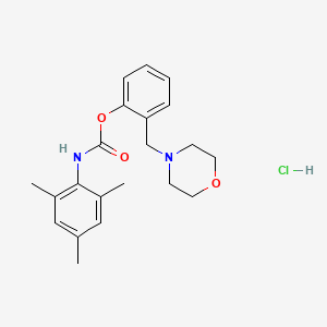 molecular formula C21H27ClN2O3 B12758436 Carbamic acid, (2,4,6-trimethylphenyl)-, 2-(4-morpholinylmethyl)phenyl ester, monohydrochloride CAS No. 130533-78-7