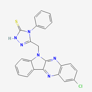 molecular formula C23H15ClN6S B12758456 3H-1,2,4-Triazole-3-thione, 2,4-dihydro-5-((2-chloro-6H-indolo(2,3-b)quinoxalin-6-yl)methyl)-4-phenyl- CAS No. 109322-21-6