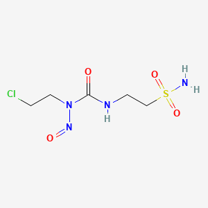 molecular formula C5H11ClN4O4S B12758458 Ethanesulfonamide, 2-((((2-chloroethyl)nitrosoamino)carbonyl)amino)- CAS No. 91893-35-5
