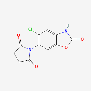 molecular formula C11H7ClN2O4 B12758483 2,5-Pyrrolidinedione, 1-(5-chloro-2,3-dihydro-2-oxo-6-benzoxazolyl)- CAS No. 81282-46-4