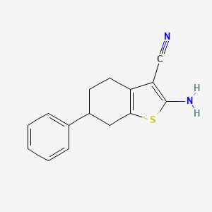 molecular formula C15H14N2S B1275853 2-Amino-6-phenyl-4,5,6,7-tetrahydro-1-benzothiophene-3-carbonitrile CAS No. 37071-21-9