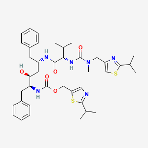 molecular formula C40H54N6O5S2 B12758608 (2-isopropylthiazol-5-yl)methyl N-[(1S,2S,4S)-1-benzyl-2-hydroxy-4-[[(2S)-2-[[(2-isopropylthiazol-4-yl)methyl-methyl-carbamoyl]amino]-3-methyl-butanoyl]amino]-5-phenyl-pentyl]carbamate CAS No. 165315-18-4