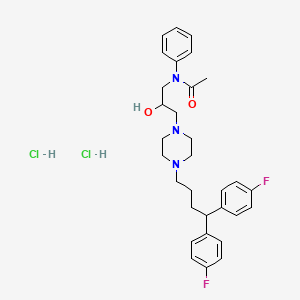 molecular formula C31H39Cl2F2N3O2 B12758637 Acetamide, N-(3-(4-(4,4-bis(4-fluorophenyl)butyl)-1-piperazinyl)-2-hydroxypropyl)-N-phenyl-, dihydrochloride CAS No. 143780-45-4