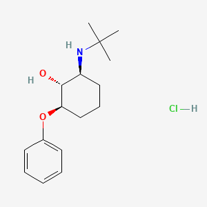 molecular formula C16H26ClNO2 B12758643 Cyclohexanol, 2-((1,1-dimethylethyl)amino)-6-phenoxy-, hydrochloride, (1-alpha,2-beta,6-beta)- CAS No. 108692-71-3