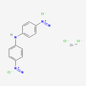 molecular formula C12H9N5.Cl4Zn<br>C12H9Cl4N5Zn B12758650 zinc;4-(4-diazonioanilino)benzenediazonium;tetrachloride CAS No. 68348-77-6