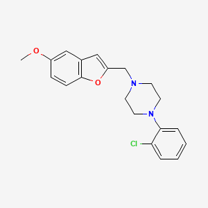 molecular formula C20H21ClN2O2 B12758669 Piperazine, 1-(2-chlorophenyl)-4-((5-methoxy-2-benzofuranyl)methyl)- CAS No. 82205-88-7