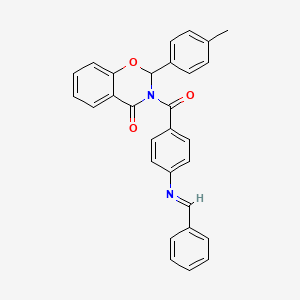molecular formula C29H22N2O3 B12758677 2-(4-Methylphenyl)-3-(4-((phenylmethylene)amino)benzoyl)-2,3-dihydro-4H-1,3-benzoxazin-4-one CAS No. 114439-79-1