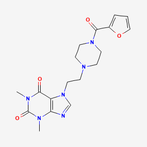 molecular formula C18H22N6O4 B12758686 Theophylline, 7-(2-(4-(2-furoyl)-1-piperazinyl)ethyl)- CAS No. 86071-02-5