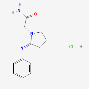 molecular formula C12H16ClN3O B12758693 2-(Phenylamino)-1-pyrrolidineacetamide monohydrochloride CAS No. 91417-84-4