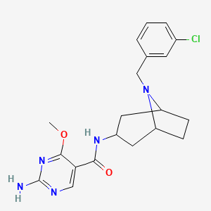 molecular formula C20H24ClN5O2 B12758703 2-Amino-N-(8-(m-chlorobenzyl)-3-beta-nortropanyl)-4-methoxy-5-pyrimidinecarboxamide CAS No. 84923-25-1