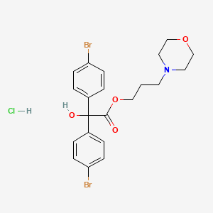 molecular formula C21H24Br2ClNO4 B12758726 Benzeneacetic acid, 4-bromo-alpha-(4-bromophenyl)-alpha-hydroxy-, 3-(4-morpholinyl)propyl ester, hydrochloride CAS No. 134871-16-2