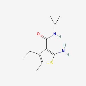molecular formula C11H16N2OS B1275875 2-amino-N-cyclopropyl-4-ethyl-5-methylthiophene-3-carboxamide CAS No. 590355-64-9