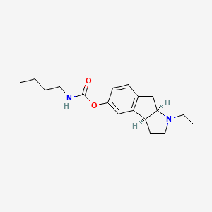 molecular formula C18H26N2O2 B12758767 cis-(+-)-1-Ethyl-1,2,3,3a,8,8a-hexahydroindeno(2,1-b)pyrrol-5-yl butylcarbamate CAS No. 139761-07-2