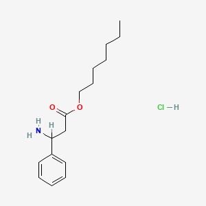 molecular formula C16H26ClNO2 B12758768 beta-Alanine, 3-phenyl-, heptyl ester, hydrochloride, DL- CAS No. 87252-91-3