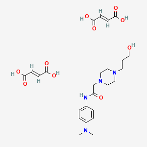 molecular formula C25H36N4O10 B12758845 N-(4-Dimethylaminophenyl)-2-(4-(3-hydroxypropyl)-1-piperazinyl)acetamide dimaleate hemihydrate CAS No. 118989-81-4