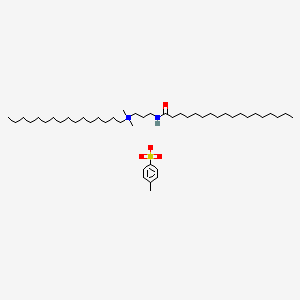 molecular formula C39H81N2O.C7H7O3S<br>C46H88N2O4S B12758905 Hexadecyldimethyl(3-(stearoylamino)propyl)ammonium toluene-p-sulphonate CAS No. 87616-36-2