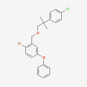 molecular formula C23H22BrClO2 B12758912 Benzene, 1-bromo-2-((2-(4-chlorophenyl)-2-methylpropoxy)methyl)-4-phenoxy- CAS No. 83493-11-2