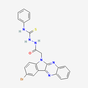 molecular formula C23H17BrN6OS B12758935 6H-Indolo(2,3-b)quinoxaline-6-acetic acid, 9-bromo-, 2-((phenylamino)thioxomethyl)hydrazide CAS No. 109322-16-9