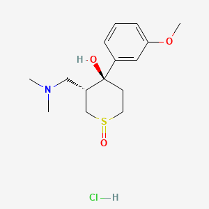 molecular formula C15H24ClNO3S B12758940 (+-)-4-(3-Methoxyphenyl)-3-(dimethylaminomethyl)thiacyclohexen-4-ol S-oxide hydrochloride CAS No. 119558-27-9
