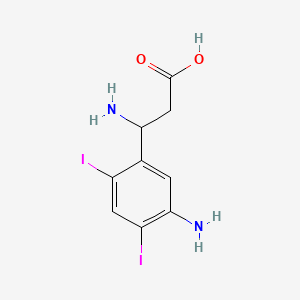 molecular formula C9H10I2N2O2 B12758965 3-Amino-3-(5-amino-2,4-diiodophenyl)propanoic acid CAS No. 147-56-8