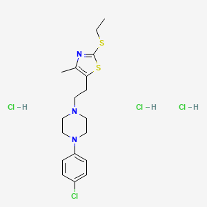 molecular formula C18H27Cl4N3S2 B12758979 Piperazine, 1-(4-chlorophenyl)-4-(2-(2-(ethylthio)-4-methyl-5-thiazolyl)ethyl)-, trihydrochloride CAS No. 89663-39-8