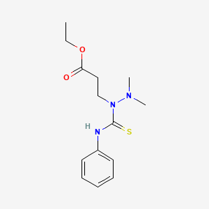 molecular formula C14H21N3O2S B12759044 Propanoic acid, 3-(2,2-dimethyl-1-((phenylamino)thioxomethyl)hydrazino)-, ethyl ester CAS No. 96804-66-9