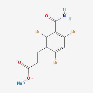 molecular formula C10H7Br3NNaO3 B12759047 Sodium 3-(3-carbamoyl-2,4,6-tribromophenyl)propionic acid CAS No. 128595-48-2