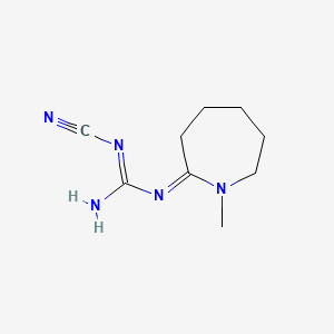 molecular formula C9H15N5 B12759051 N-Cyano-N'-(hexahydro-1-methyl-2H-azepin-2-ylidene)guanidine CAS No. 114898-96-3