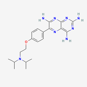 molecular formula C20H28N8O B12759061 Pteridine-2,4,7-triamine, 6-(4-(2-(bis(1-methylethyl)amino)ethoxy)phenyl)- CAS No. 167224-17-1
