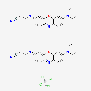 molecular formula C40H46Cl4N8O2Zn B12759084 2-cyanoethyl-[7-(diethylamino)phenoxazin-3-ylidene]-methylazanium;tetrachlorozinc(2-) CAS No. 72208-33-4