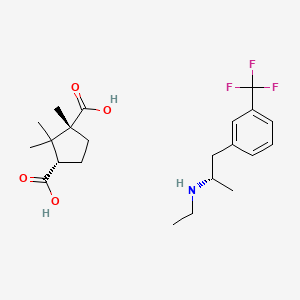 molecular formula C22H32F3NO4 B12759098 Dexfenfluramine (+)-camphorate CAS No. 97158-54-8