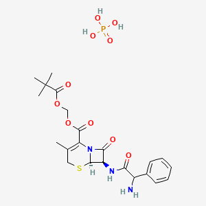 molecular formula C22H30N3O10PS B12759105 Pivcephalexin phosphate CAS No. 94088-99-0