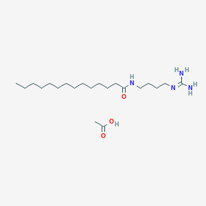 molecular formula C21H44N4O3 B12759157 Myristamidobutyl guanidine acetate CAS No. 499222-92-3