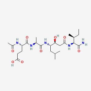 molecular formula C24H43N5O8 B12759165 L-Aspartamide, N2-acetyl-L-glutaminyl-N1-(4-((1-(aminocarbonyl)-2-methylpropyl)amino)-2-hydroxy-1-(2-methylpropyl)-4-oxobutyl)-, (1S-(1R*,2R*,4(R*)))- CAS No. 133683-32-6