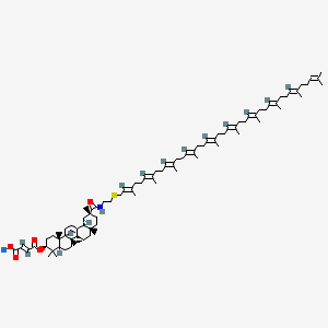 molecular formula C86H134NNaO5S B12759195 Olean-12-en-29-amide, 3-((2-carboxy-1-oxo-2-propenyl)oxy)-N-(2-((3,7,11,15,19,23,27,31,35,39-decamethyl-2,6,10,14,18,22,26,30,34,38-tetracontadecaenyl)thio)ethyl)-, monosodium salt, hydrate, (3-beta(Z),20-beta)- CAS No. 118642-25-4