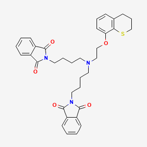 molecular formula C35H37N3O5S B12759284 8-((2-(N,N-Bis(4-phthalimidobutyl)amino)ethyl)oxy)thiochroman CAS No. 153804-67-2