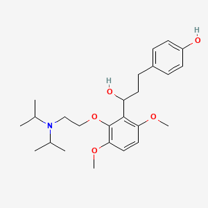 molecular formula C25H37NO5 B12759294 alpha-(2-(2-(Bis(1-methylethyl)amino)ethoxy)-3,6-dimethoxyphenyl)-4-hydroxybenzenepropanol CAS No. 88770-73-4
